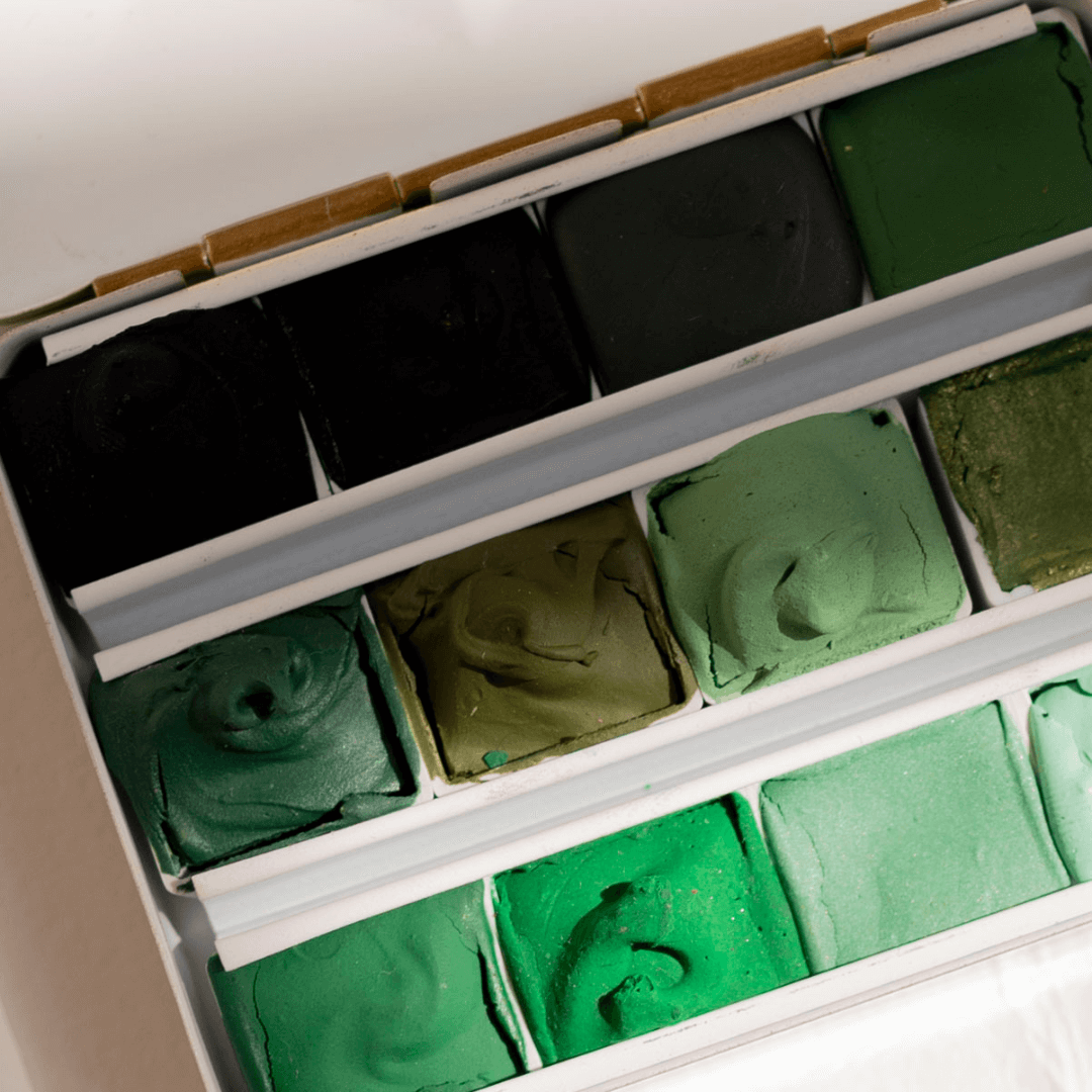 Aquarelle artisanale - Palette monochrome "I see trees of green!"