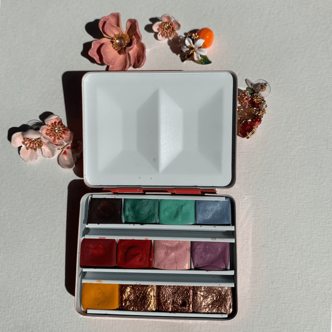 Aquarelle artisanale - Palette « Des Paillettes plein la tête! »