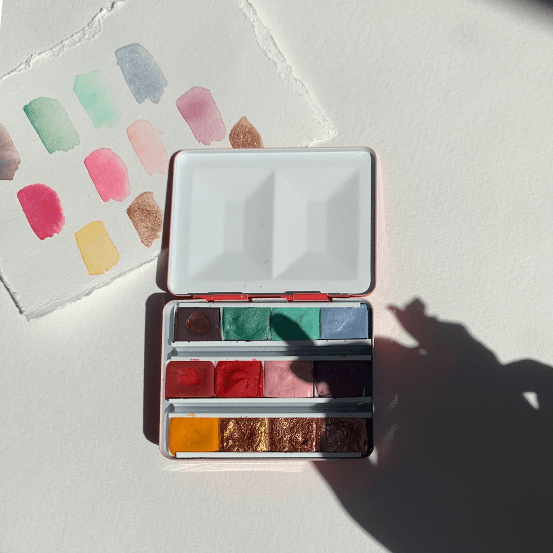 Aquarelle artisanale - Palette « Des Paillettes plein la tête! »