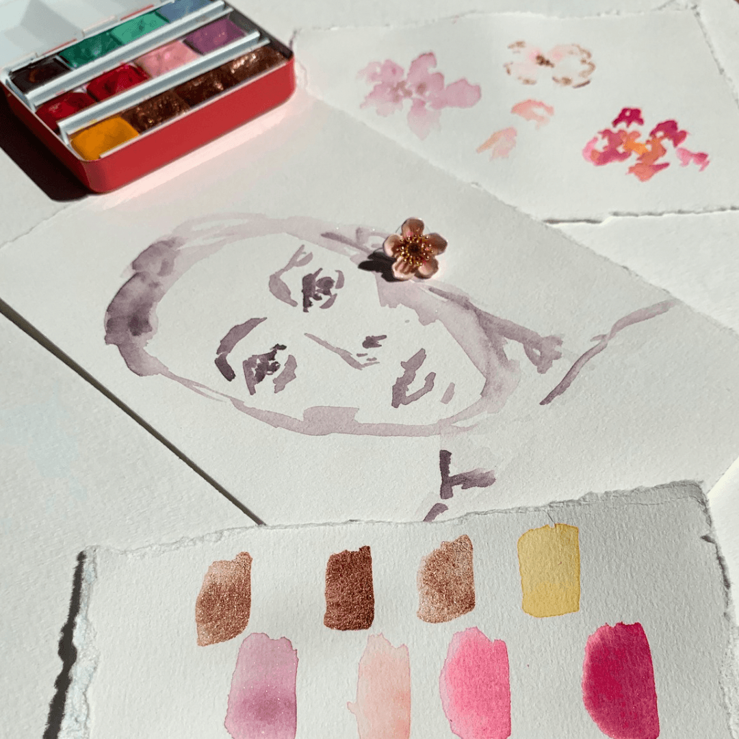 Aquarelle artisanale - Palette « Des Paillettes plein la tête! »