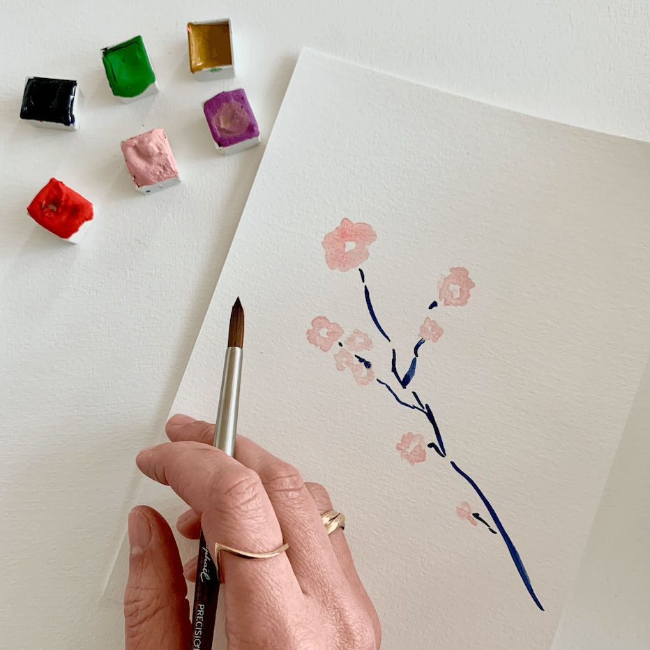 Aquarelle artisanale à paillettes - Rose Blossom