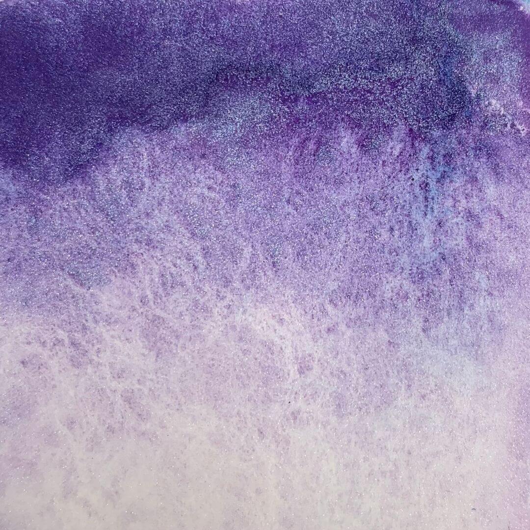 Aquarelle artisanale à paillettes - Violet Purple rain