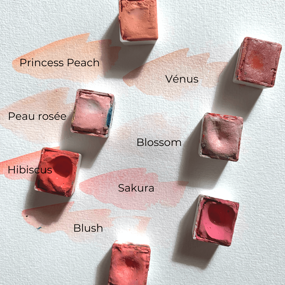 Aquarelle à paillettes artisanale - Rose Princess Peach